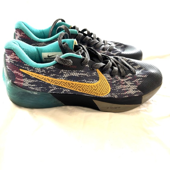 Nike Sneakers KD Trey 5 II China Black with Teal and Gold Accents SZ 8 Worn 1X - Picture 12 of 13